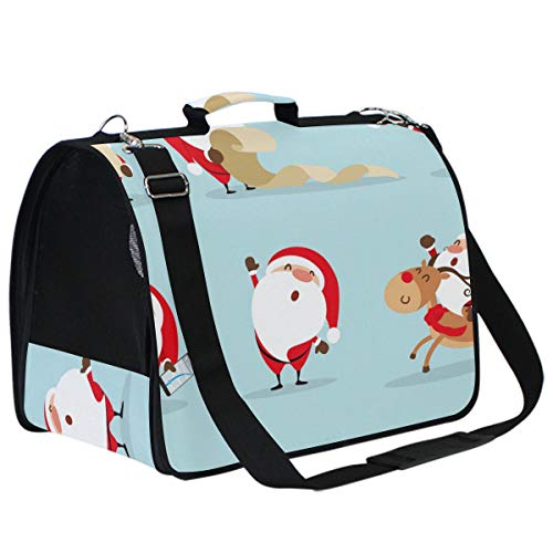 LKZNT - Bolsa de Transporte para Mascotas con diseño de Jaula de Papá Noel, portátil, de Viaje, para Gato, Cachorro, Conejo, Bolsa de Red Transpirable con Almohadilla Antideslizante