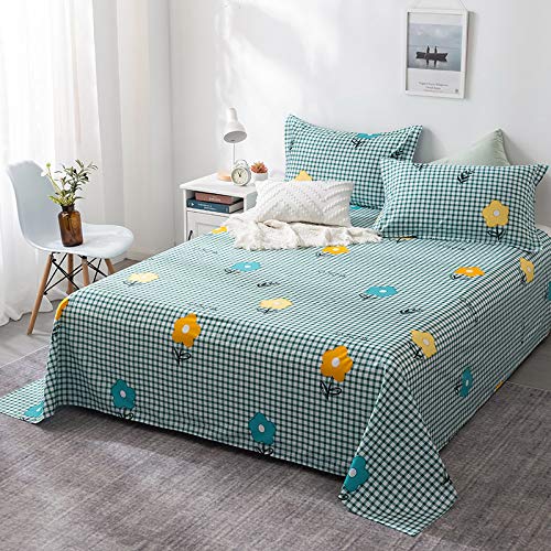 MBGM Sábana de algodón de una Sola Pieza Dormitorio de Estudiante Cama Doble Individual Funda de edredón de algodón, sábana Hotel Chanel Green 230cmx245cm