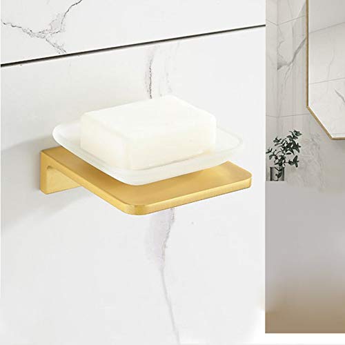 Mdsgfc Conjunto de accesorios de baño de oro cepillado estante de baño, toallero, toallero, soporte de papel, soporte de cepillo de inodoro, jabonera