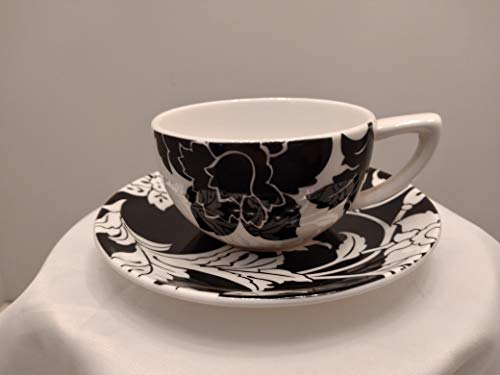 Mikasa - Juego de 6 tazas de café con platillo CC100 "Fine china". Modelo Arabesque Black