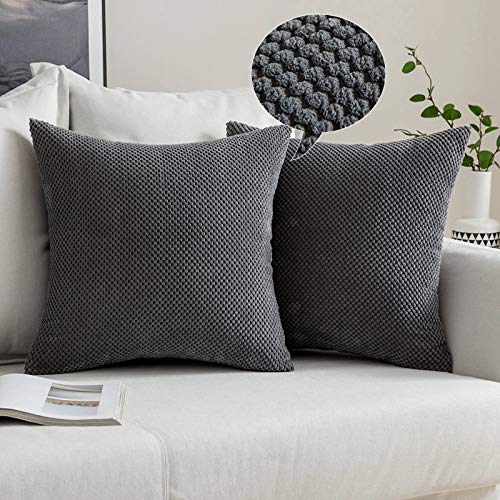 MIULEE 2 Piezas Fundas de Cojines Diseño Granulado Fundas de Almohada con Cremallera Invisible Protectores Poliéster Modernos Decorativa para Cama Sofa Dormitorio Hogar 45 x 45cm Gris