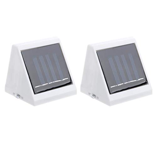 Mobestech 2pcs 4LED Lámpara de Pared de Pasillo de Valla LED de energía Solar Lámpara de Valla Impermeable al Aire Libre (luz Blanca 4LED)