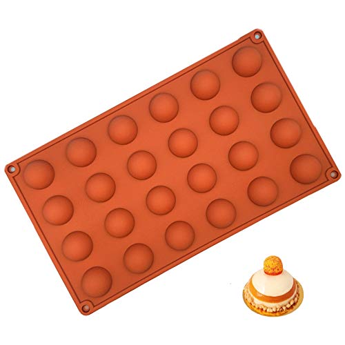 Molde Silicona Semiesfera,Molde Silicona Semi Esfera Pequeño de 24 Cavidades,Sin BPA,Moldes de Bombones de Silicona,Moldes para Hornear para Hacer Chocolate, Pastel, Gelatina y Mousse de Cúpula