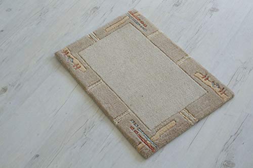 Mr.Ghorbani Nepal Poshti Beige 060 x 040 cm India, Hecho a Mano, 100% Lana Virgen