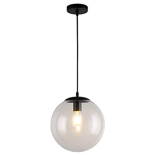 MZStech Vintage Lámpara de Cristal Colgante de Cristal LED esférica clásica esférica Lámpara de Vidrio con una luz única Creativa, Base de luz de Techo E27 Soporte de luz Dorado (20CM)