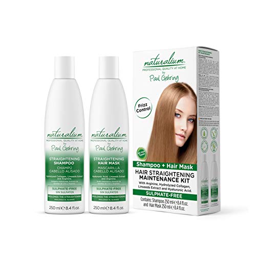 Naturalium Kit Post Alisado Brasileño - Productos de Mantenimiento del Pelo Liso para Mujer con Champú Post Alisado 250 ml + Mascarilla Post Alisado 250 ml, Peluquería Profesional en Casa