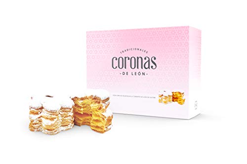 Nazaré Hojaldrería Dulces de Hojaldre de Mantequilla cubierto con Azúcar glass - Coronas de León - 12 Unidades 350 gr