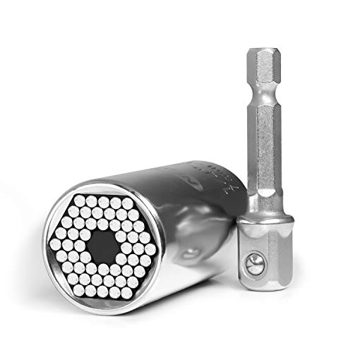 Nirox Llave de vaso universal 7-19 mm - Llave universal con adaptador para carraca o destornillador inalámbrico - Llave de vaso multifunción para casi todos los tipos de tornillos