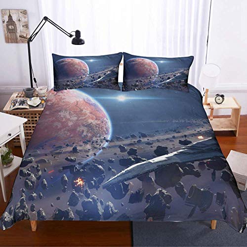 NYLIN Fundas Nórdicas Galaxia Planeta Juego De Ropa De Cama Galaxia Universo para Infantiles Niños Y Niñas Cama 90/135/150/180,2-4 PCS Fundas De Edredón Nórdico/Fundas De Almohada/Sábanas