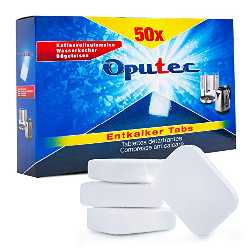 Oputec 50_ek - Pastillas descalcificadoras para cafeteras automáticas, espresso y hervidoras (50 unidades)