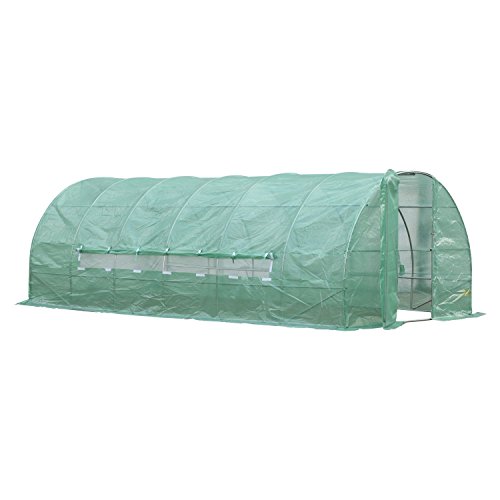 Outsunny Invernadero de Jardines y Huertos con Ventanas para Cultivos Plantas y Verduras 6x3x2m Cubierta de PE 140g/㎡Material de Acero