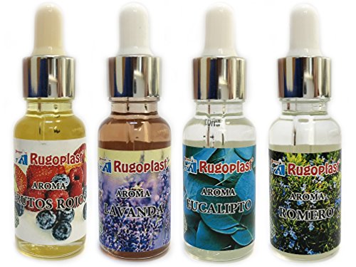 Pack 4 x 20 ML. Esencia para difusor y humidificador 100% pura, máxima concentración, hidrosoluble, aroma intenso y duradero. 20 ML. Libre de sedimentos. (Pack 4 x 20 ml Todos los Aromas)