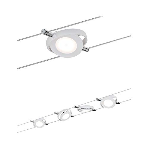 Paulmann Set Kit completo de sistema de cables Bluetooth Roundmac regulable y tono de luz ajustable, 16 W, Blanco Mate, 1000 x 0.5 x 16.5 cm
