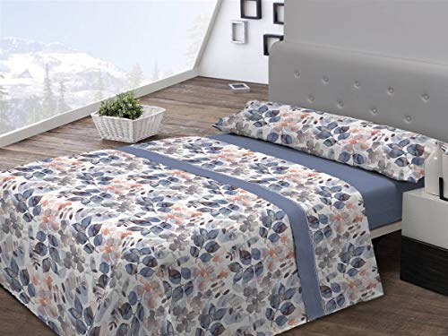 Pierre Cardin Juego sábanas coralina LIZANA 180 cm. Azul, 100Percent_poliéster, Cama de 180