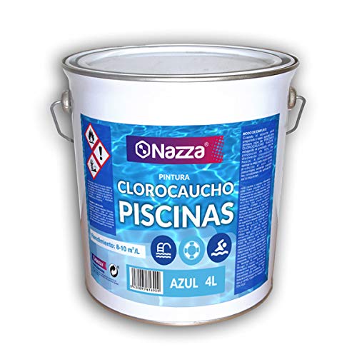 Pintura de Clorocaucho para Piscinas Nazza | Color Azul | Resistente a los productos de limpieza | Piscinas de hormigón y cemento | 4 Litros