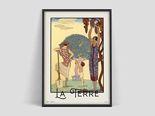 Póster de George Barbier La Terre, Vintage Museum Art, arte francés, impresión Art Deco, arte francés, lienzo sin marco R 40x60cm