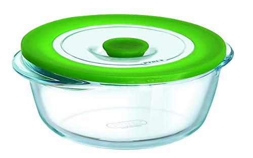 Pyrex Cook & Store - Recipiente redondo de vidrio 4 in 1 plus, con tapa, 20 cm, apto para microondas