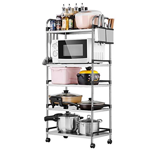 Q-HL Carro de Almacenamiento Carrito de Cocina Estantería en Las Ruedas del Metal del Acero Inoxidable de la Cocina for Guardar la Carretilla del balanceo de la Compra de Baño Cocina Oficina