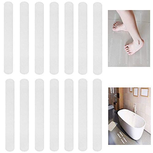 Qiwenr 24Pcs Pegatinas Antideslizantes,20 * 2CM Autoadherentes Esterilla Antideslizante Tiras Antideslizantes，para Ducha y Bañera Color Transparente Alfombrilla para Bañera Antideslizante Fácil