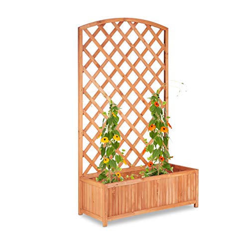 Relaxdays Soporte Plantas Exterior XXL, Madera, Marrón, 152 x 90 x 35 cm