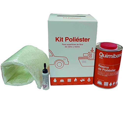 Resina de poliéster + Catalizador (Kit 1kg + fibra MAT-300. 1/M²)