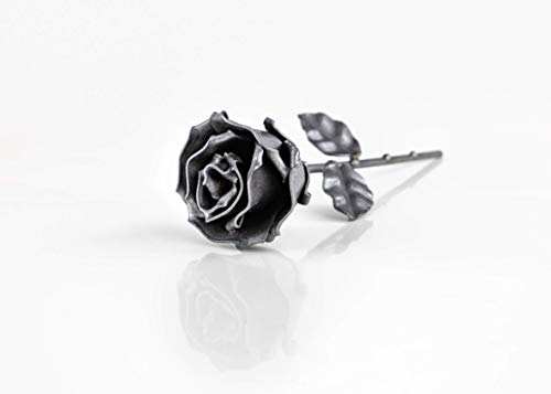 Rosa Eterna de Hierro Forjado Gris - Forjada a Mano