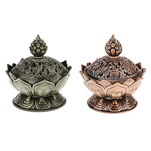 Ruiting Quemador de Incienso de Loto 2pcs Mini Aroma Quemador de Incienso Buda casa decoración Flor de Loto incensario