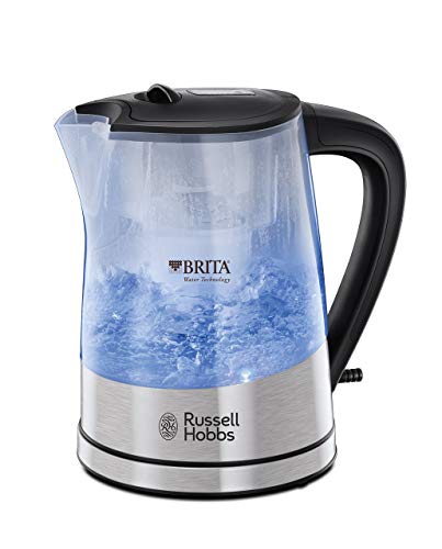 Russell Hobbs Purity - Hervidor de Agua Eléctrico con Filtro Brita (2200W, 1,5l, Plástico, Inox, Gris) - ref. 22850-70