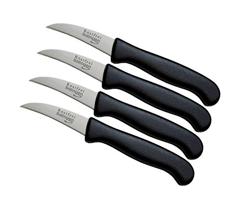 Schwertkrone Solingen - Juego de cuchillos de cocina curvados para verduras, cuchillo de pelar, cuchillo multiusos, acero inoxidable,