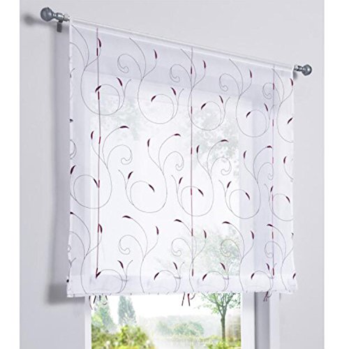 SIMPVALE 1 Pieza Cortina Romano de Bordado Altura Ajustable Cortina de Ventana de Estilo Romana para Dormitorio o Cocina, Púrpura, Ancho 140cm / Altura 140cm