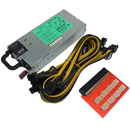 SODIAL Fuente de AlimentacióN para Minero de 1200 W DPS-1200FB una 438202-002 440785-001 DL580G5 PSU Ethereum APW3 BTC Asic Miner Breakout Box