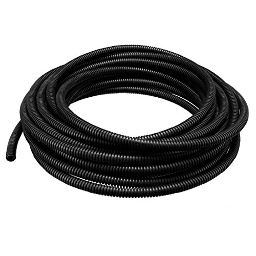 sourcing map 10M Longitud 10mm Diámetro exterior Tubo de conducto de fuelle corrugado para cableado eléctrico Negro