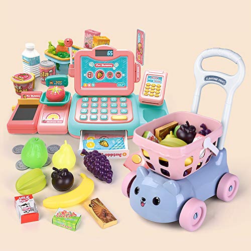 SSZZ Juguetes Carrito De Compras Niños Tienda De Comestibles Cocina Juegos De Simulación Accesorios De Comida Niña Carro Trolley Juego De Frutas,I