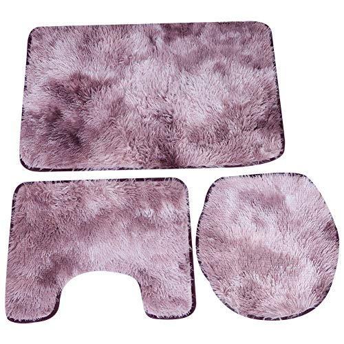 Syuantech Juego de Alfombras de Baño de 3 Piezas Cubierta de Tapa de Inodoro Antideslizante Suave Alfombra de Baño Alfombra de Contorno Decoración del Hogar