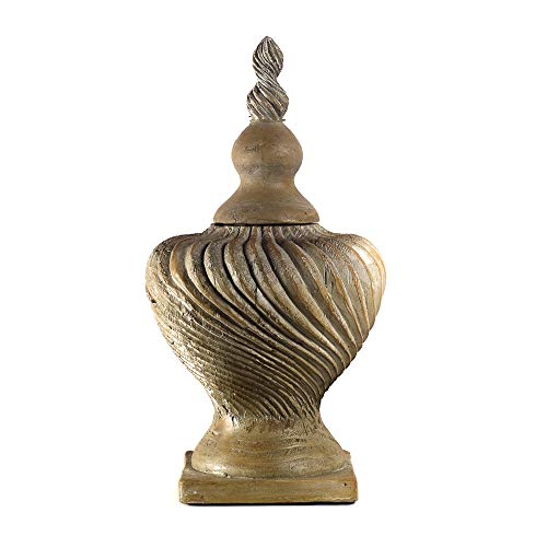 tapidecor Jarron Ceramica Marfil Ondas con Tapa Forma Copa 29X53