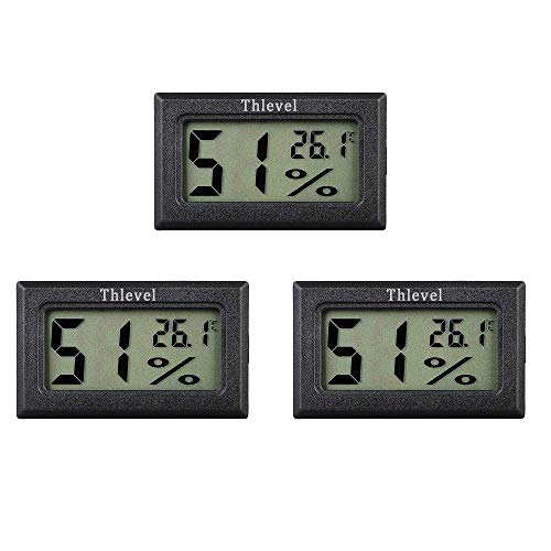 Thlevel Mini Termómetro Higrómetro Digital Interior de Temperatura y Humedad, Negro (3 PCS - A)