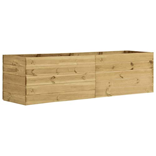 Tidyard Arriate Rectangular Arriate Jardinera Plantador Jardinera Exterior Macetero Jardinera de Madera de Pino Impregnada 200 x 50 x 54 cm