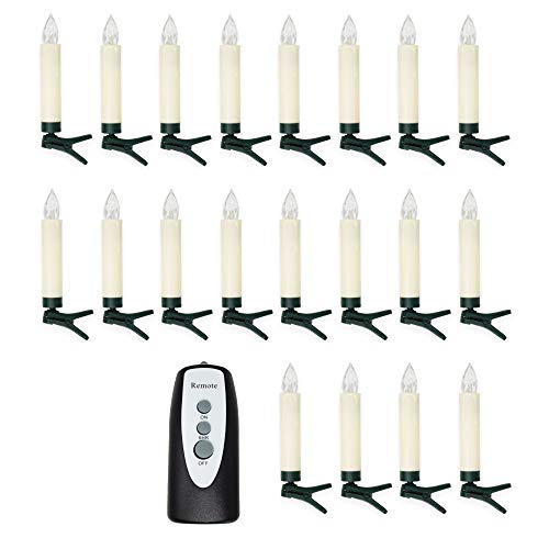 ToCi Juego de 10/20 velas LED para árbol de Navidad, iluminación como decoración navideña, inalámbricas, con mando a distancia, blanco cálido (juego de 20)