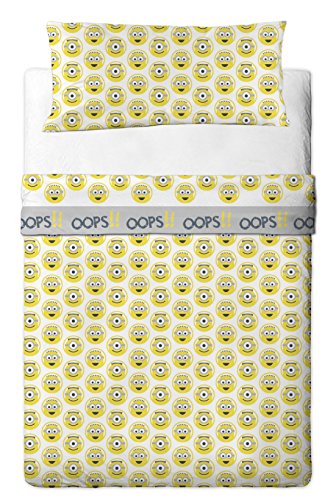 Universal Minions Eye Juego de Sábanas de 3 Piezas, Algodón-Poliéster, Azul, Individual, 90 x 190 cm