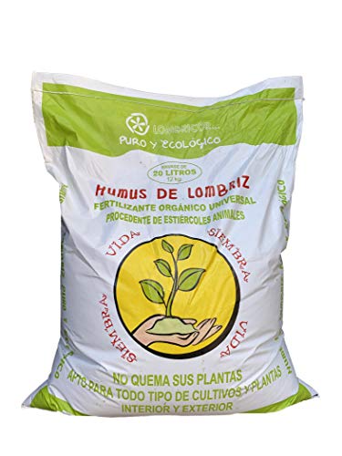 VERMIORGANIC Humus de Lombriz Ecológico 12KG (20 L), Categoría Extra. Abono para Todo Tipo de Plantas, Cultivos y Huertos Urbanos. Fertilizante Orgánico 100% Reconstituyente de la Vida del Suelo