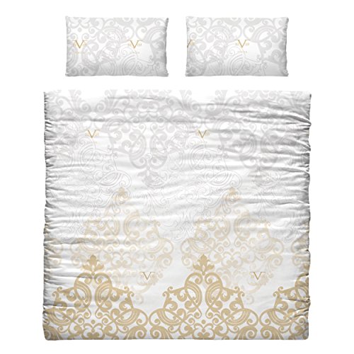 Versace 19V69 Funda Nórdico Y Almohada para Cama, Algodón-Poliéster, Dorado, 135 cm