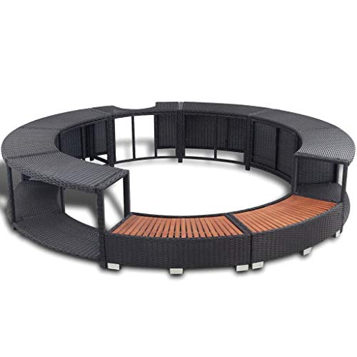 vidaXL Borde Soporte Redondo de Jacuzzi SPA Ratán Sintético Negro Hidromasaje