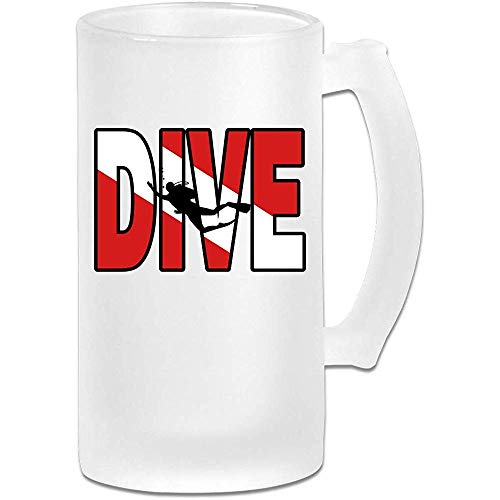 Vintage Distressed Dive Flag Scuba Diving Jarra de cerveza de vidrio esmerilado Stein - Taza de pub personalizada personalizada - Regalo para su bebedor de cerveza favorito