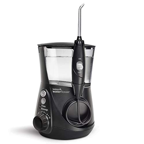 Waterpik WP-662EU Aquarius - Irrigador dental, 100-240V, depósito de agua de 650 ml, Negro