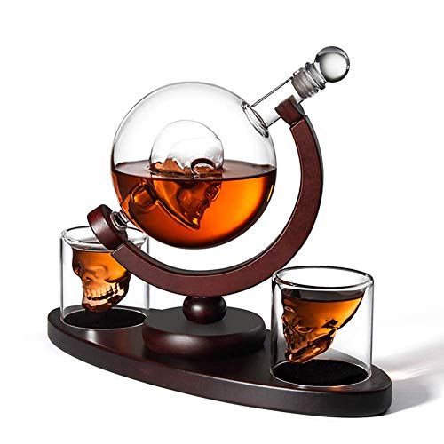 Whisky Decanter Set 850ML, Skull Cup Globe Bone Glass Botella De Vino, Vodka Glass Craft Whisky Sober Up Device Set, Decantadores De Vino Y Garrafas,decantadores de vino, Transparent, 850ML