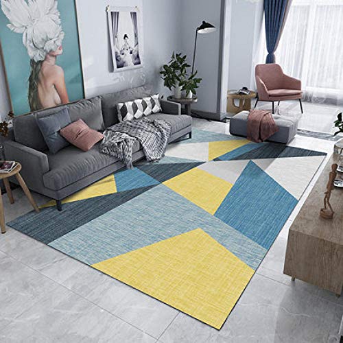 WQ-BBB Alfombra alfombras pie de Cama Lavable diseño Moderno La Alfombraes a Prueba de Polvo Suelo La Alfombrae Amarillo Azul Gris Beige segmentación de Figuras geométricas jarapas 80X120cm