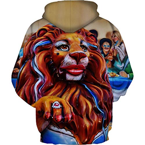 XINGMU Sudadera con Estampado 3D Sudadera con Capucha Y Sudadera León Y Anillo con Labios Rojos Traje De Manga Larga Jersey S