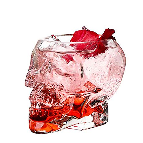 YAMAXUN 4PCS Skull Glass Double Wall Shot Whisky Wine Crystal Bottle Cup Skull Head Taza Taza Transparente Copas para Beber Vino Regalo para Hombres 80Ml 150Ml 300Ml,80ml