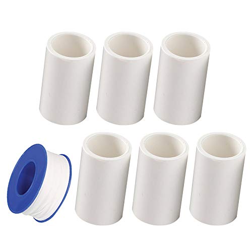 YOFASEN 6 piezas Conectores Recto de Tubo PVC - Conectores de Tubería de Suministro de Agua a Presión, 25mm, Blanco - Accesorios de Herramientas de Plomería con 1 piezas Cinta de fontanería