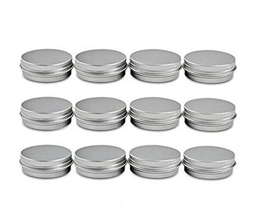 2 oz 60 ml tarro redondo de aluminio latas cosméticos muestra tapa latas vacío contenedor con sellado Twist Screwtop ajustados de metal pequeñas Ounce para bálsamos Pack de 12